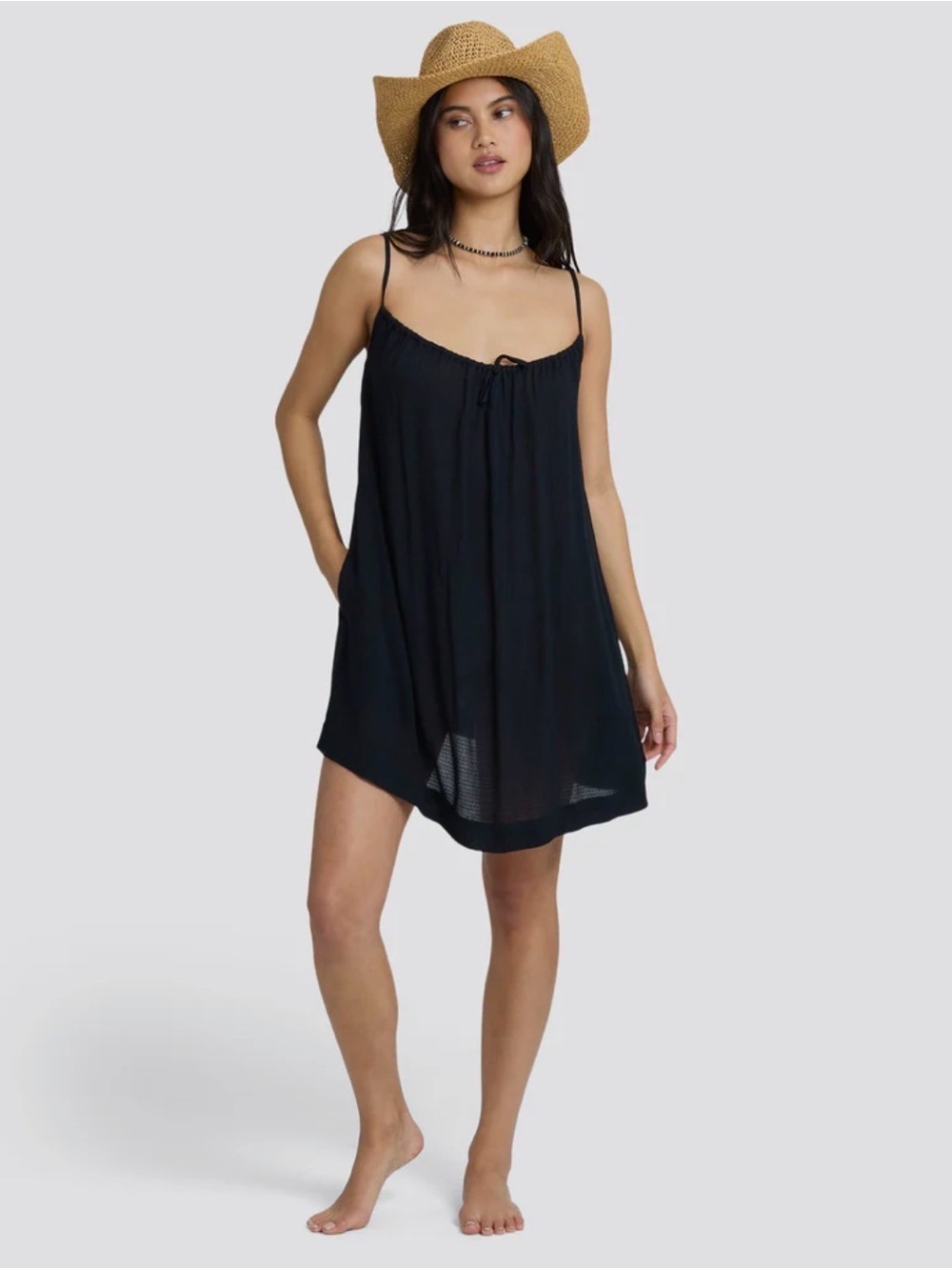 Billabong Beach Song Solid Mini Dress in Black Sands Size Small NWT